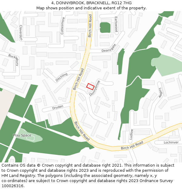 4, DONNYBROOK, BRACKNELL, RG12 7HG: Location map and indicative extent of plot