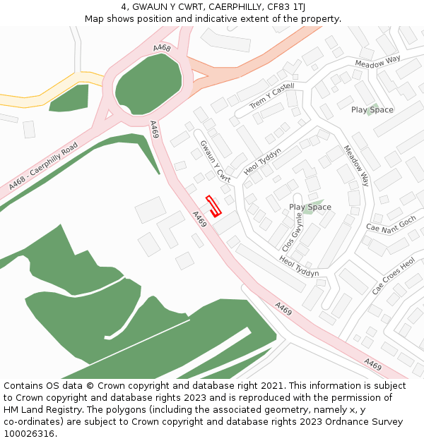 4, GWAUN Y CWRT, CAERPHILLY, CF83 1TJ: Location map and indicative extent of plot