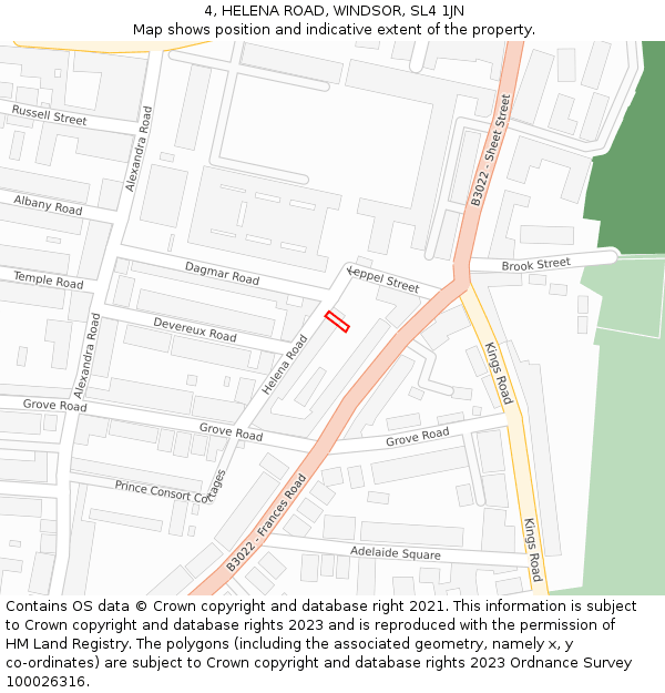 4, HELENA ROAD, WINDSOR, SL4 1JN: Location map and indicative extent of plot