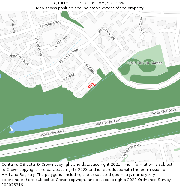 4, HILLY FIELDS, CORSHAM, SN13 9WG: Location map and indicative extent of plot