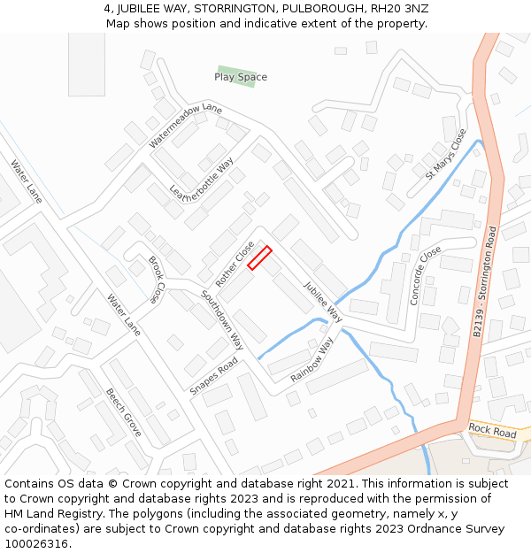 4, JUBILEE WAY, STORRINGTON, PULBOROUGH, RH20 3NZ: Location map and indicative extent of plot