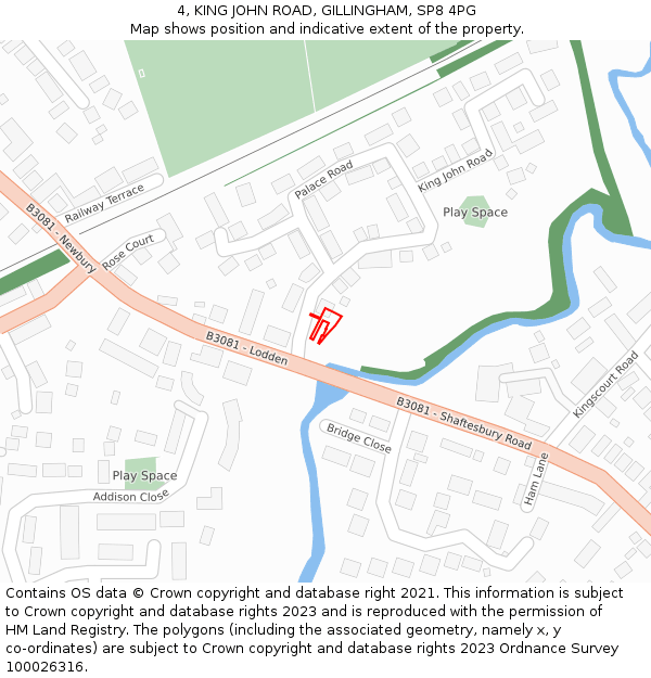 4, KING JOHN ROAD, GILLINGHAM, SP8 4PG: Location map and indicative extent of plot