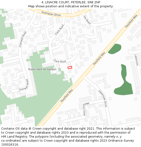 4, LINACRE COURT, PETERLEE, SR8 2NP: Location map and indicative extent of plot