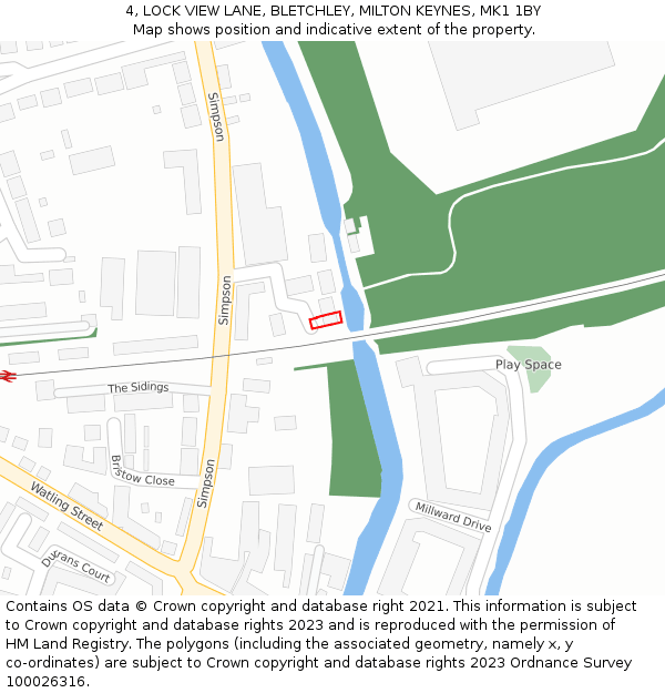 4, LOCK VIEW LANE, BLETCHLEY, MILTON KEYNES, MK1 1BY: Location map and indicative extent of plot