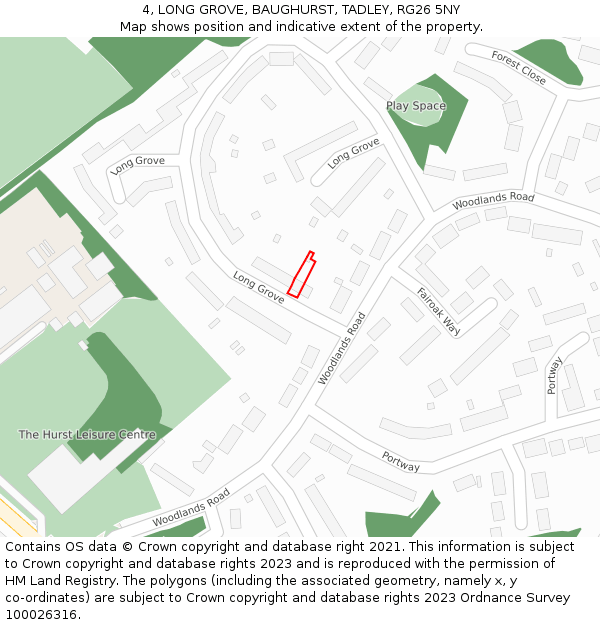 4, LONG GROVE, BAUGHURST, TADLEY, RG26 5NY: Location map and indicative extent of plot