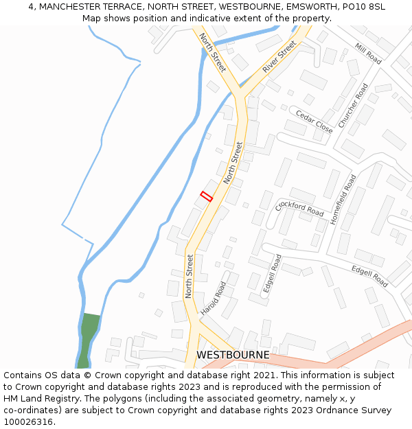 4, MANCHESTER TERRACE, NORTH STREET, WESTBOURNE, EMSWORTH, PO10 8SL: Location map and indicative extent of plot