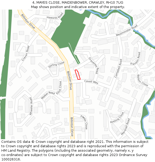 4, MAYES CLOSE, MAIDENBOWER, CRAWLEY, RH10 7UG: Location map and indicative extent of plot