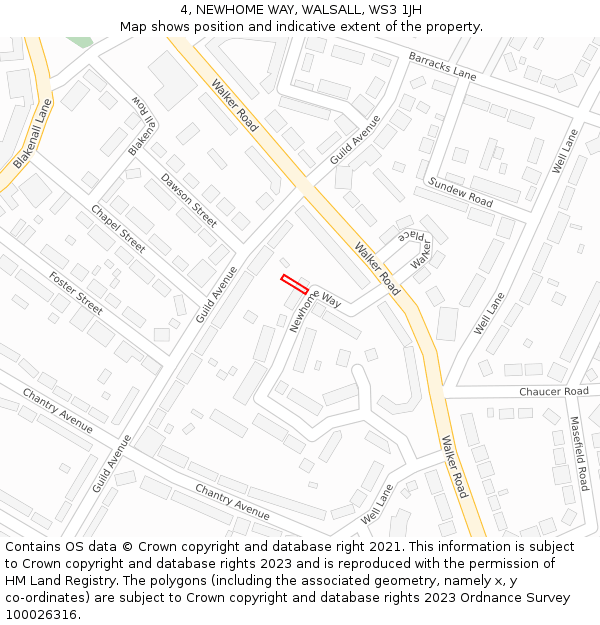 4, NEWHOME WAY, WALSALL, WS3 1JH: Location map and indicative extent of plot