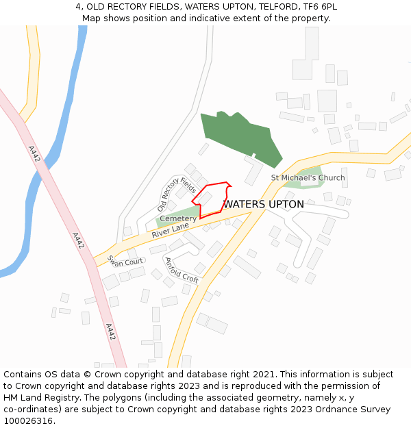 4, OLD RECTORY FIELDS, WATERS UPTON, TELFORD, TF6 6PL: Location map and indicative extent of plot