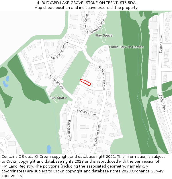 4, RUDYARD LAKE GROVE, STOKE-ON-TRENT, ST6 5DA: Location map and indicative extent of plot