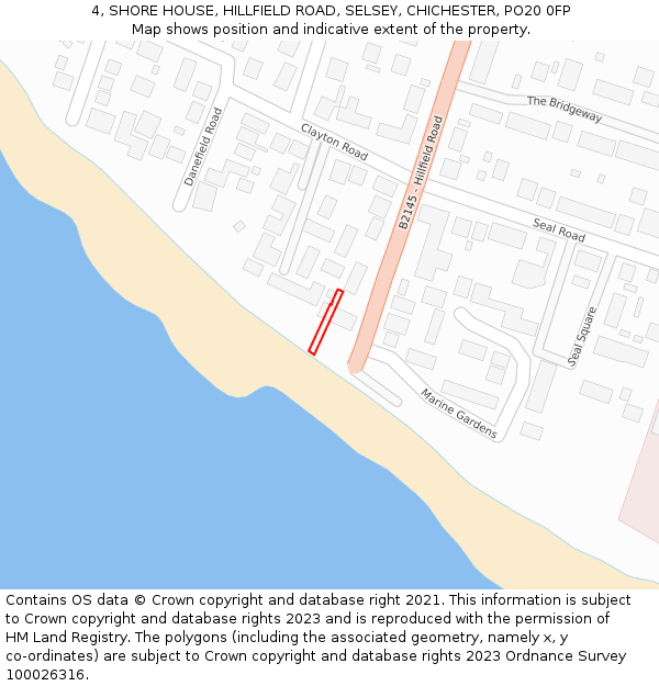 4, SHORE HOUSE, HILLFIELD ROAD, SELSEY, CHICHESTER, PO20 0FP: Location map and indicative extent of plot