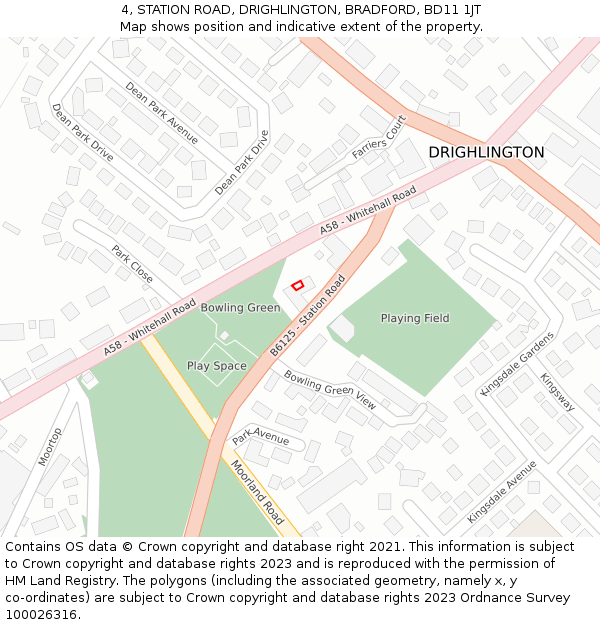 4, STATION ROAD, DRIGHLINGTON, BRADFORD, BD11 1JT: Location map and indicative extent of plot