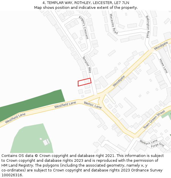 4, TEMPLAR WAY, ROTHLEY, LEICESTER, LE7 7LN: Location map and indicative extent of plot