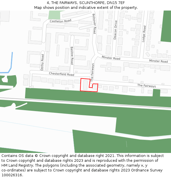 4, THE FAIRWAYS, SCUNTHORPE, DN15 7EF: Location map and indicative extent of plot