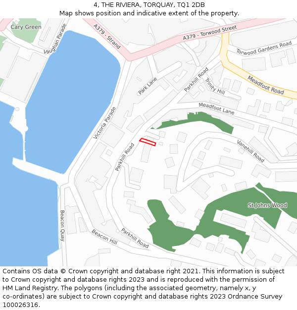 4, THE RIVIERA, TORQUAY, TQ1 2DB: Location map and indicative extent of plot