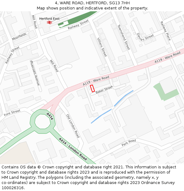 4, WARE ROAD, HERTFORD, SG13 7HH: Location map and indicative extent of plot