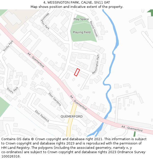 4, WESSINGTON PARK, CALNE, SN11 0AT: Location map and indicative extent of plot
