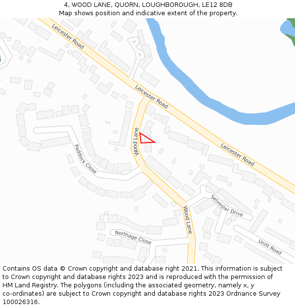 4, WOOD LANE, QUORN, LOUGHBOROUGH, LE12 8DB: Location map and indicative extent of plot