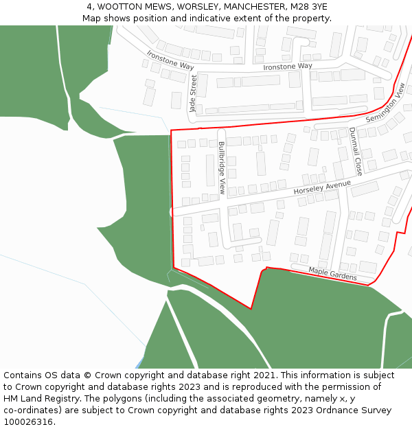 4, WOOTTON MEWS, WORSLEY, MANCHESTER, M28 3YE: Location map and indicative extent of plot