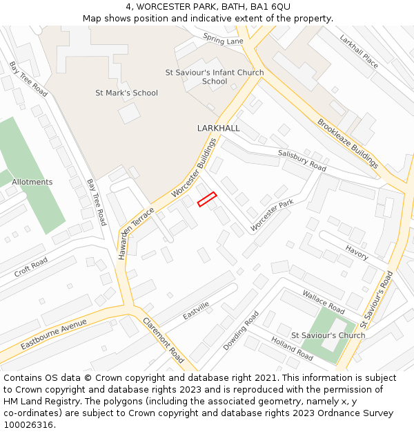 4, WORCESTER PARK, BATH, BA1 6QU: Location map and indicative extent of plot