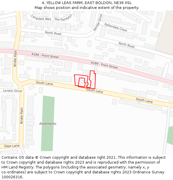 4, YELLOW LEAS FARM, EAST BOLDON, NE36 0SL: Location map and indicative extent of plot