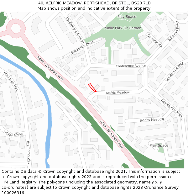 40, AELFRIC MEADOW, PORTISHEAD, BRISTOL, BS20 7LB: Location map and indicative extent of plot