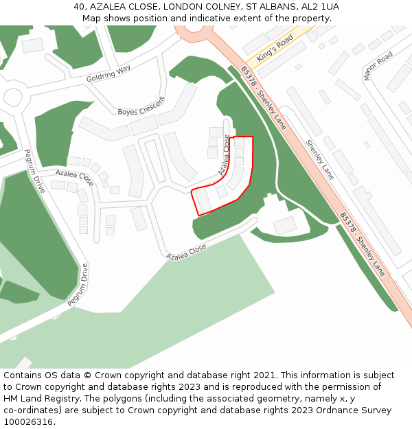 40, AZALEA CLOSE, LONDON COLNEY, ST ALBANS, AL2 1UA: Location map and indicative extent of plot