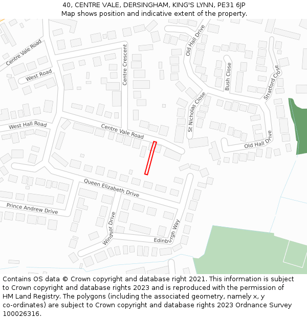 40, CENTRE VALE, DERSINGHAM, KING'S LYNN, PE31 6JP: Location map and indicative extent of plot
