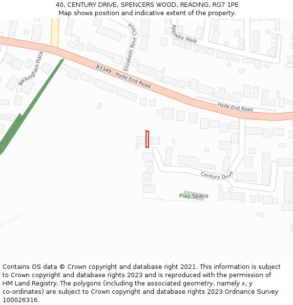 40, CENTURY DRIVE, SPENCERS WOOD, READING, RG7 1PE: Location map and indicative extent of plot