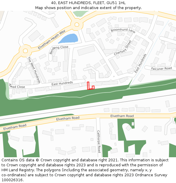 40, EAST HUNDREDS, FLEET, GU51 1HL: Location map and indicative extent of plot