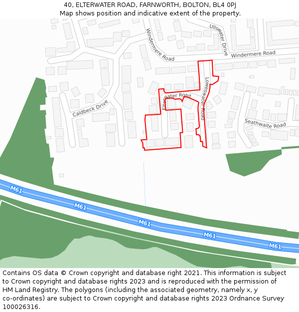 40, ELTERWATER ROAD, FARNWORTH, BOLTON, BL4 0PJ: Location map and indicative extent of plot