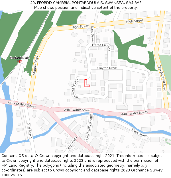 40, FFORDD CAMBRIA, PONTARDDULAIS, SWANSEA, SA4 8AF: Location map and indicative extent of plot