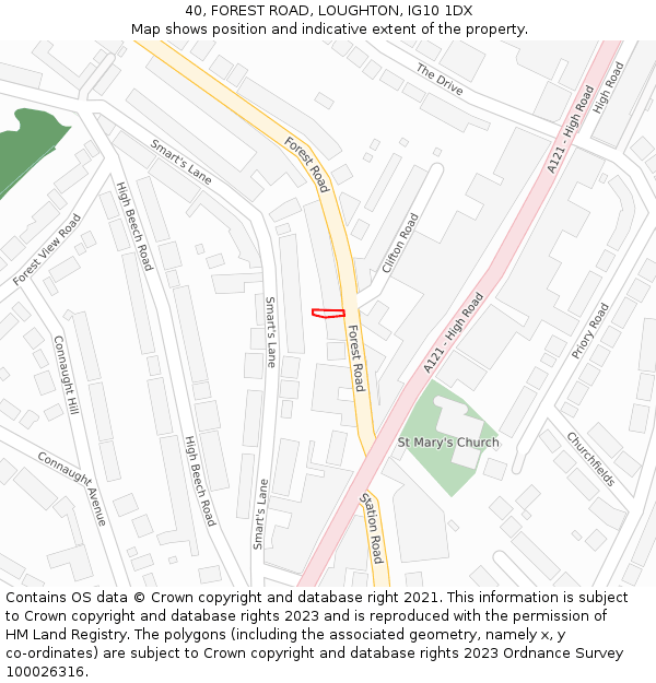 40, FOREST ROAD, LOUGHTON, IG10 1DX: Location map and indicative extent of plot