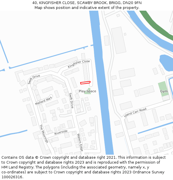 40, KINGFISHER CLOSE, SCAWBY BROOK, BRIGG, DN20 9FN: Location map and indicative extent of plot