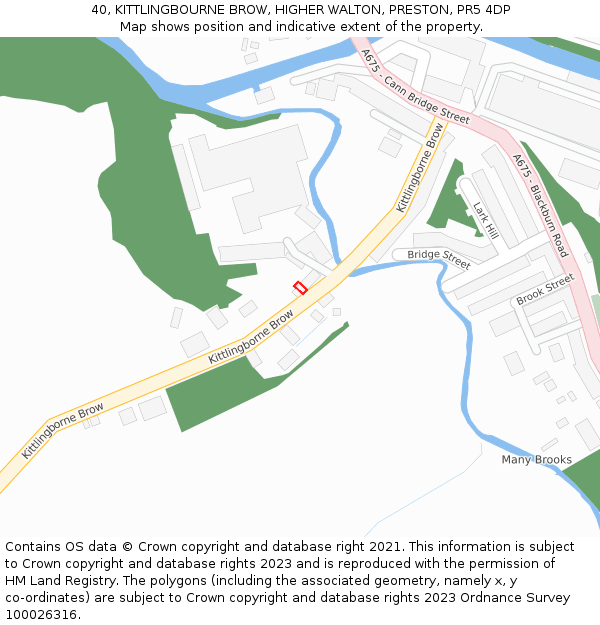 40, KITTLINGBOURNE BROW, HIGHER WALTON, PRESTON, PR5 4DP: Location map and indicative extent of plot