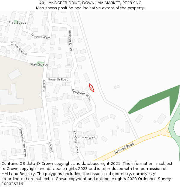 40, LANDSEER DRIVE, DOWNHAM MARKET, PE38 9NG: Location map and indicative extent of plot