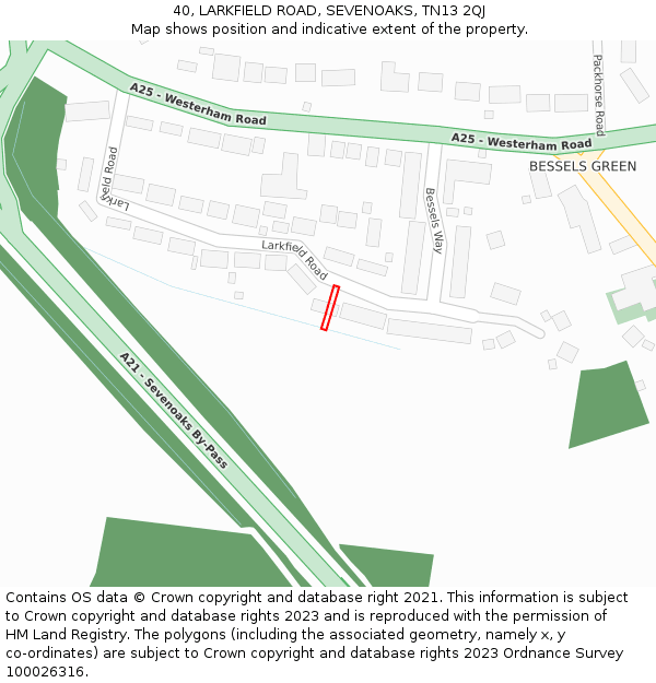 40, LARKFIELD ROAD, SEVENOAKS, TN13 2QJ: Location map and indicative extent of plot
