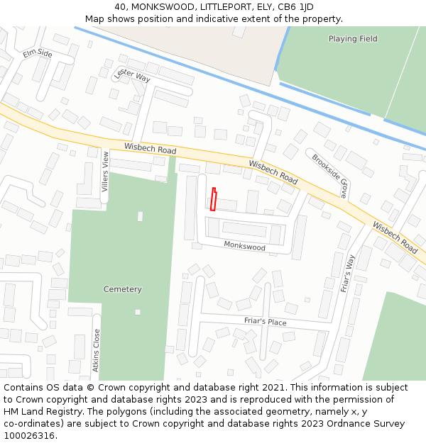 40, MONKSWOOD, LITTLEPORT, ELY, CB6 1JD: Location map and indicative extent of plot