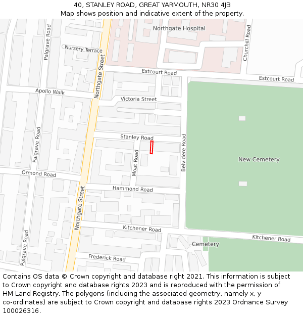 40, STANLEY ROAD, GREAT YARMOUTH, NR30 4JB: Location map and indicative extent of plot