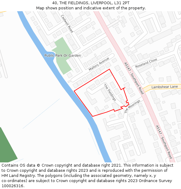 40, THE FIELDINGS, LIVERPOOL, L31 2PT: Location map and indicative extent of plot