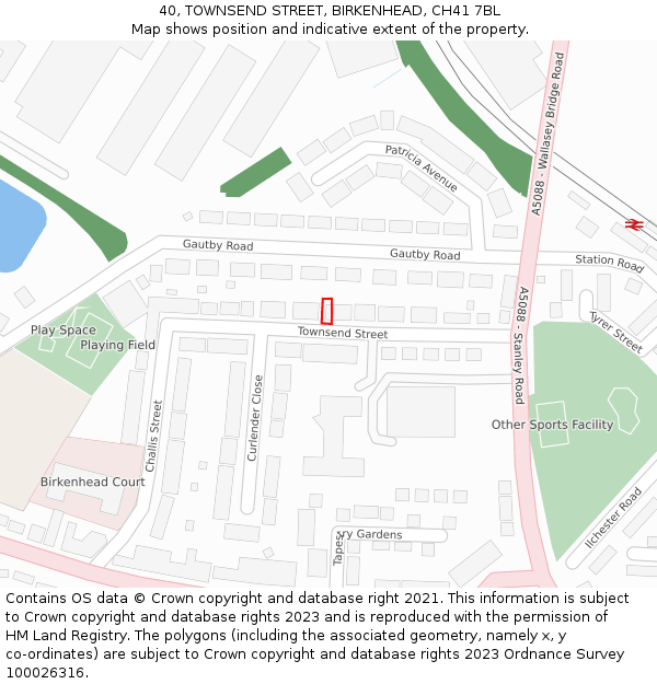 40, TOWNSEND STREET, BIRKENHEAD, CH41 7BL: Location map and indicative extent of plot