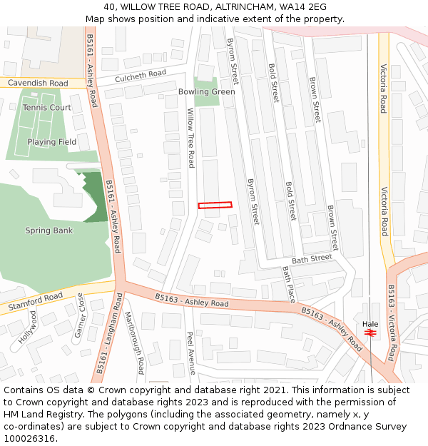 40, WILLOW TREE ROAD, ALTRINCHAM, WA14 2EG: Location map and indicative extent of plot
