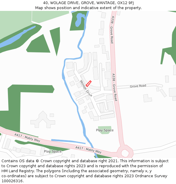 40, WOLAGE DRIVE, GROVE, WANTAGE, OX12 9FJ: Location map and indicative extent of plot