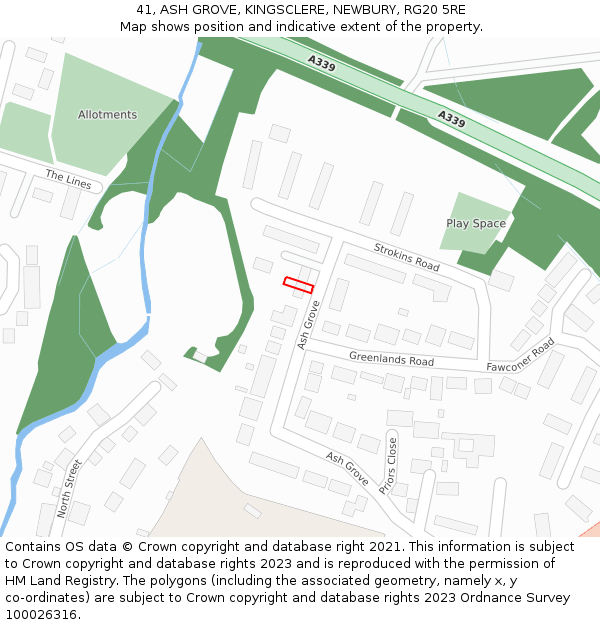 41, ASH GROVE, KINGSCLERE, NEWBURY, RG20 5RE: Location map and indicative extent of plot