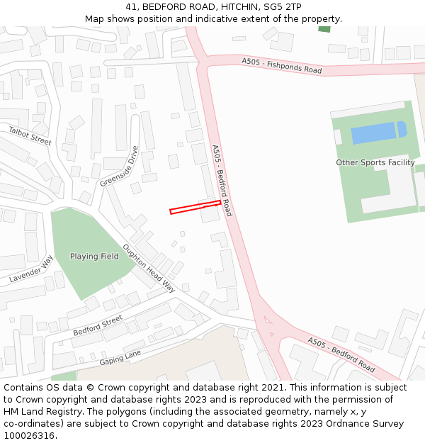41, BEDFORD ROAD, HITCHIN, SG5 2TP: Location map and indicative extent of plot