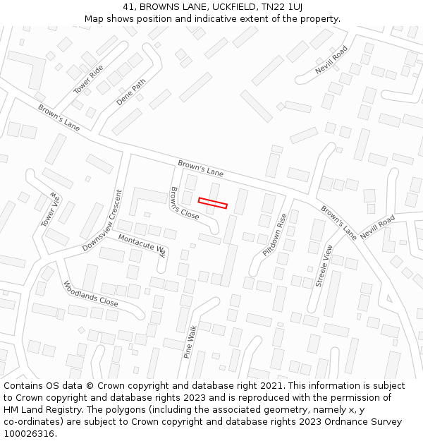 41, BROWNS LANE, UCKFIELD, TN22 1UJ: Location map and indicative extent of plot