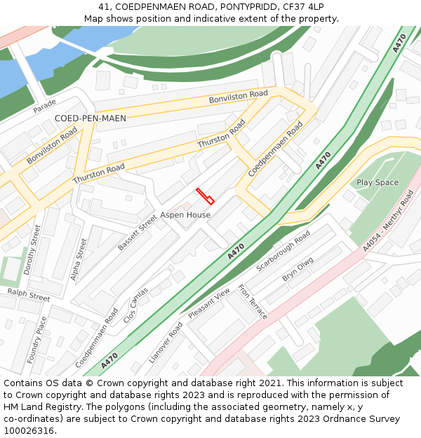41, COEDPENMAEN ROAD, PONTYPRIDD, CF37 4LP: Location map and indicative extent of plot