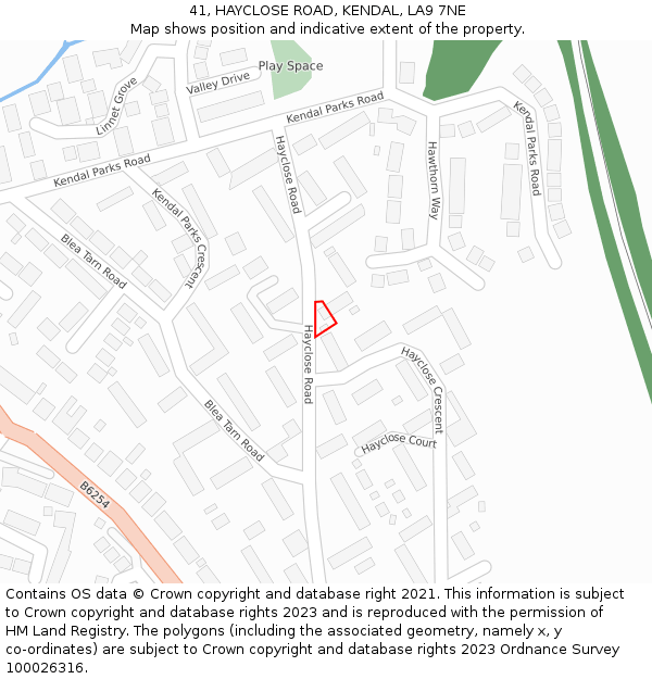 41, HAYCLOSE ROAD, KENDAL, LA9 7NE: Location map and indicative extent of plot