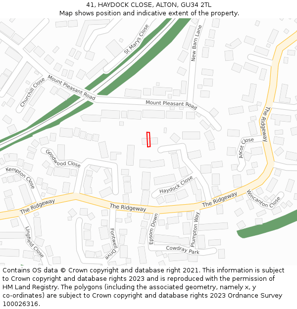 41, HAYDOCK CLOSE, ALTON, GU34 2TL: Location map and indicative extent of plot
