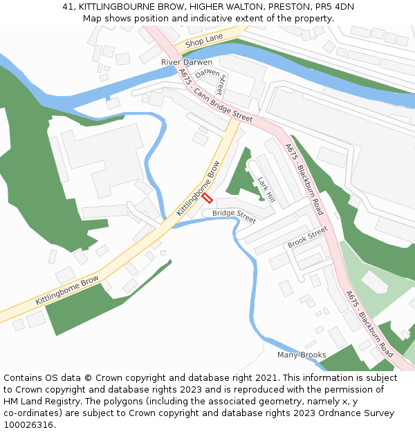 41, KITTLINGBOURNE BROW, HIGHER WALTON, PRESTON, PR5 4DN: Location map and indicative extent of plot